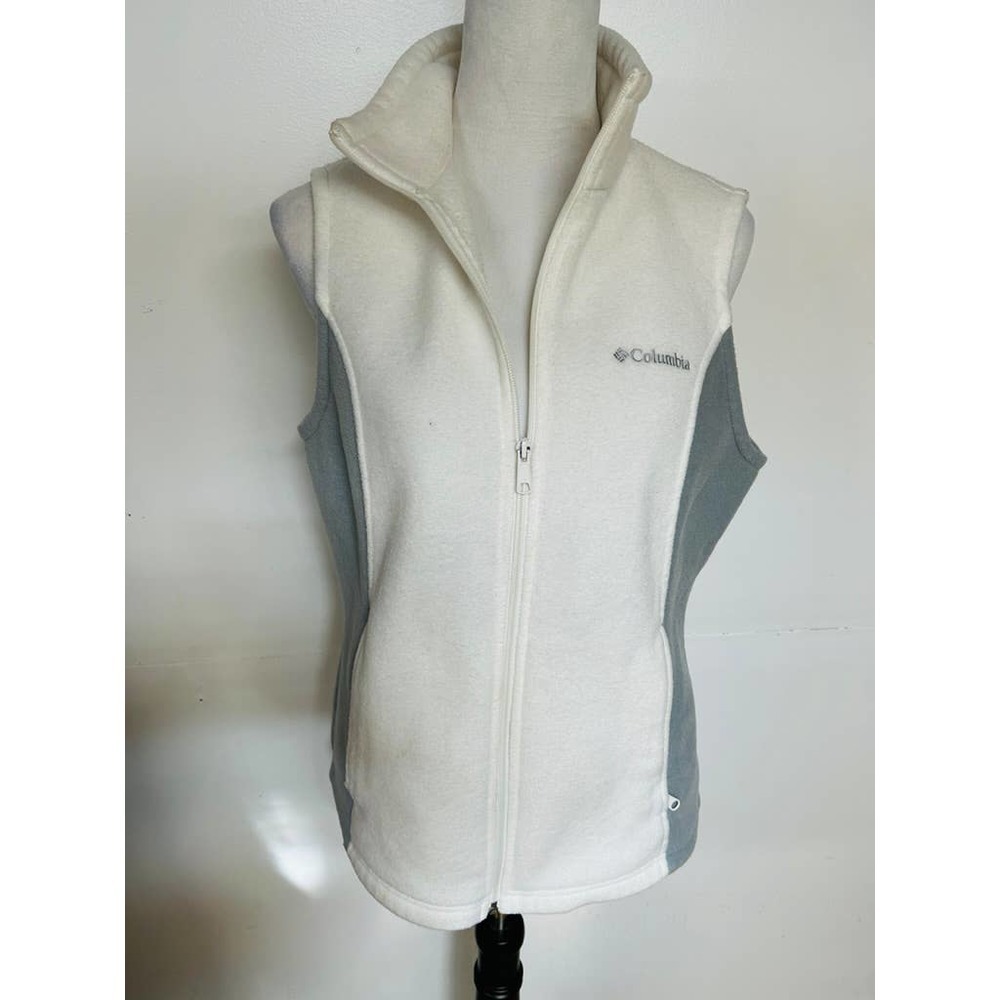 Columbia White and Grey Fleece Vest